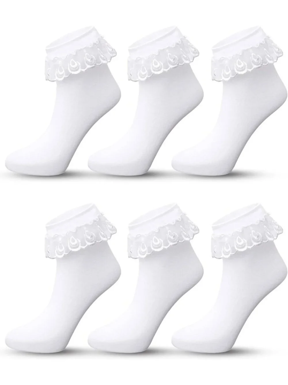 Frilly Lace Ruffle Ankle Socks for Women - Stylish Nylon Fashion Footwear